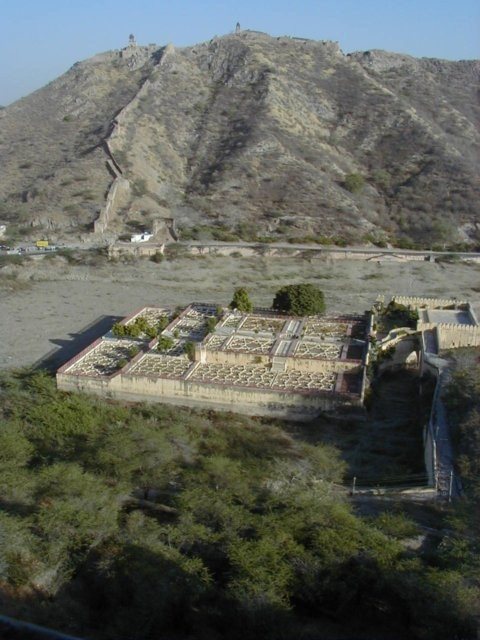 A view of the Lake Gardens below the Amber Fort