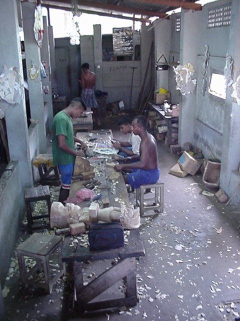 The workshop area of the mask factory
